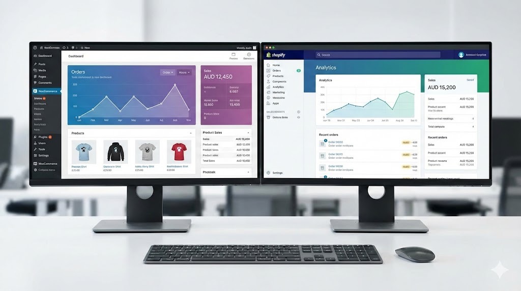 WooCommerce e-commerce dashboard and setup interface