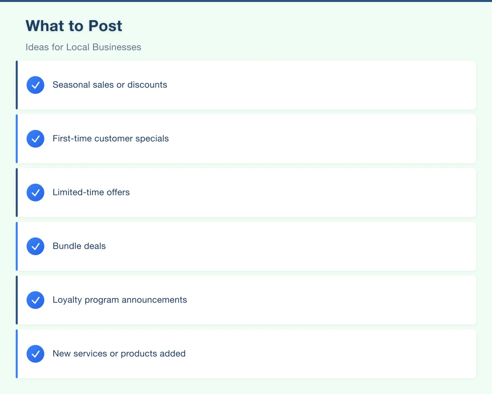 What to Post: Ideas for Local Businesses Infographic
