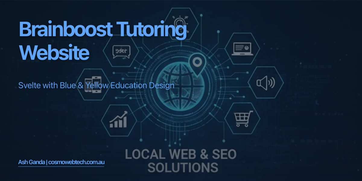 BrainBoost Tutoring Website: Svelte with Blue & Yellow Education Design